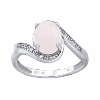 Silvego Stříbrný prsten s přírodním Růženínem JST14809RO Velikost prstenu: obvod 48 mm (průměr 15,3 mm)