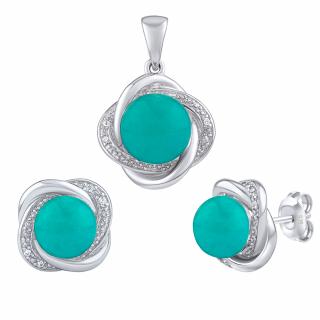 Silvego Stříbrný set šperků Ariel s pravým amazonitem a Brilliance Zirconia JST14738SAZ