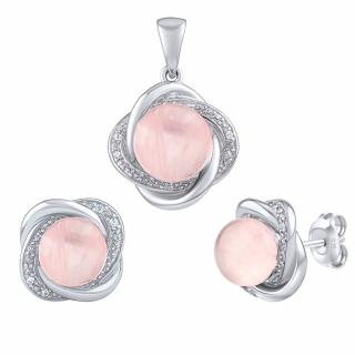 Silvego Stříbrný set šperků Ariel s pravým růženínem a Brilliance Zirconia JST14738SRO