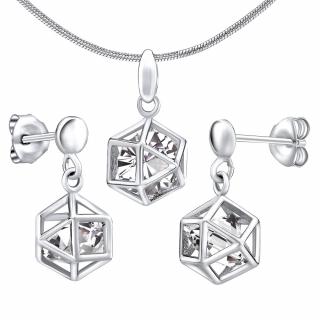 Silvego Stříbrný set šperků klec s kamenem - náušnice a přívěsek JJJS971