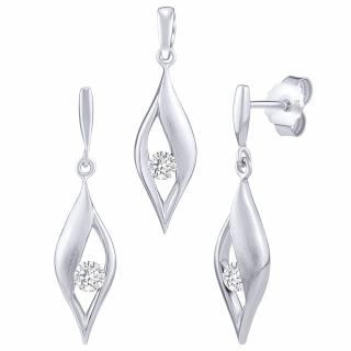 Silvego Stříbrný set šperků Nadine s čirým Brilliance Zirconia - náušnice a přívěsek FWS15332W