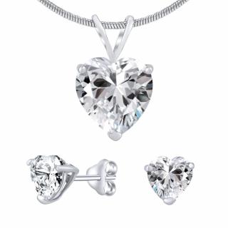 Silvego Stříbrný set šperků srdce čiré krystal náušnice a přívěsek JJJHEART01