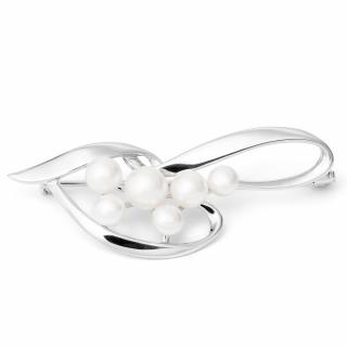 Stříbrná brož s pravými říčními perlami