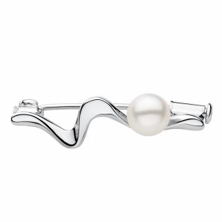 Stříbrná brož s přírodní bílou perlou