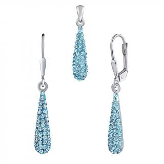 Stříbrná souprava šperků kapky 22 mm se Swarovski® Crystals modré