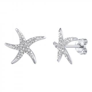 Stříbrné náušnice mořské hvězdice Astra s čirými Brilliance Zirconia