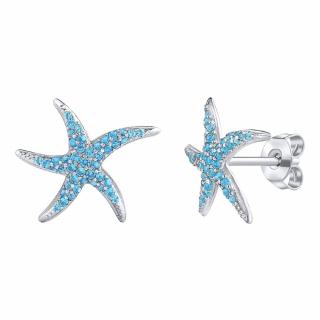 Stříbrné náušnice mořské hvězdice Astra s modrými Brilliance Zirconia