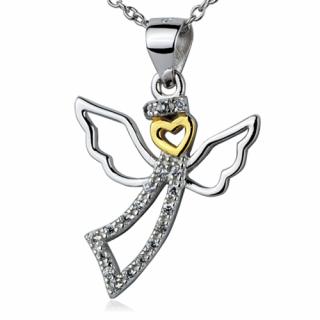 Stříbrný náhrdelník anděl se zirkony ZB87415