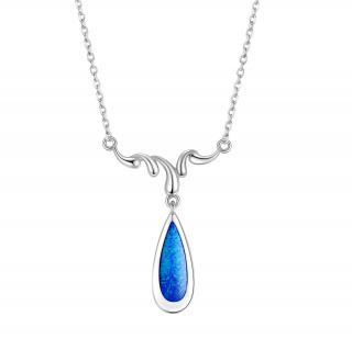 Stříbrný náhrdelník kapka s modrým opálem