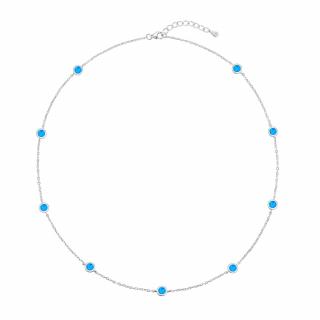 Stříbrný náhrdelník kolečka s modrým opálem