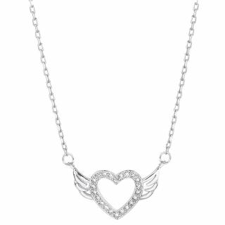Stříbrný náhrdelník okřídlené srdce