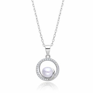 Stříbrný náhrdelník s přírodní bílou perlou