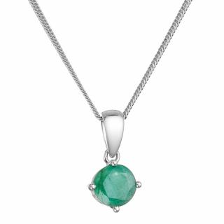 Stříbrný náhrdelník s přírodním smaragdem