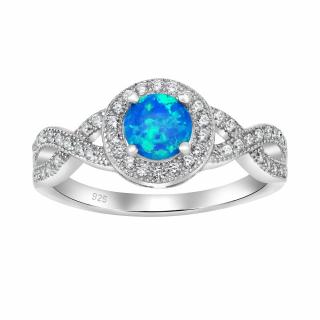 Stříbrný prsten CHERIE s modrým opálem Velikost prstenu: obvod 49 mm (průměr 15,6 mm)