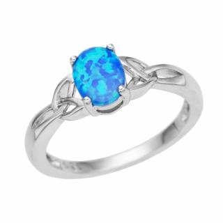 Stříbrný prsten Hany s modrým opálem a keltskými výřezy Velikost prstenu: obvod 56 mm (průměr 17,8 mm)