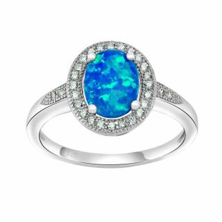 Stříbrný prsten LUNA s modrým opálem Velikost prstenu: obvod 48 mm (průměr 15,3 mm)