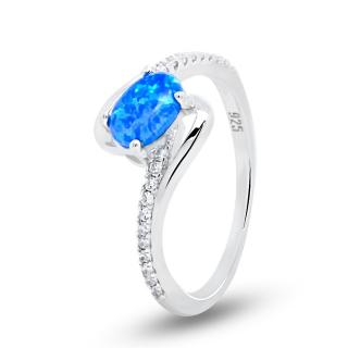 Stříbrný prsten Vanessa s modrým opálem Velikost prstenu: obvod 56 mm (průměr 17,8 mm)