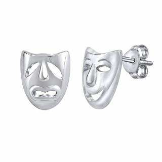 Vesper Stříbrné náušnice divadelní masky - rhodiované PRM11187