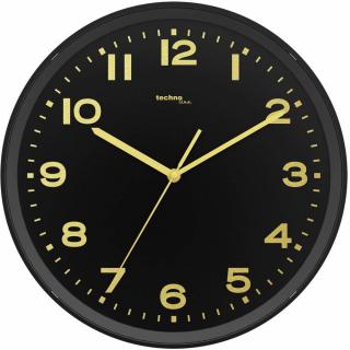 DCF nástěnné hodiny Techno Line WT 8500-1 gold | vnější Ø 30 cm | černá