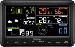 Digitální bezdrátová meteostanice s Wi-Fi Eurochron EFWS 2900, max. dosah 100 m, černá