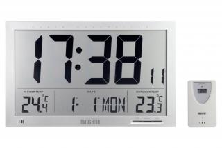 Digitální nástěnné DCF hodiny Eurochron EFWU JUMBO 102 s vnitřní a venkovní teplotou, 368×30×230 mm