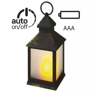 LED dekorace DLCV02  – lucerna antik černá blikající | vintage | časovač | 3x AAA