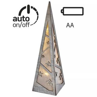 LED pyramida | 36cm | 2× AA | teplá bílá | časovač | DCWW09