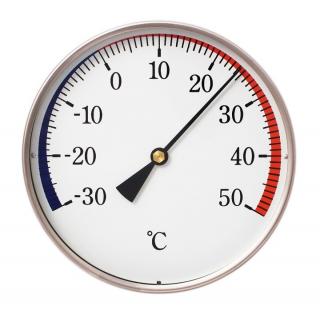 Nástěnný bimetalový teploměr -30 až +50 °C, průměr 120 mm