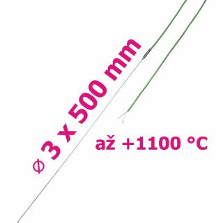 Plášťový termočlánek NiCr-Ni | -200 až +1100 °C | ∅3x500 mm | teplotní čidlo B+B Thermo-Technik K-H625 0500-30