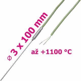Plášťový termočlánek NiCr-Ni | -200 až +1100 °C | ø3x100 mm | teplotní čidlo B+B Thermo-Technik K-H625 0100-30