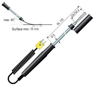 Ploché pružné povrchové teplotní čidlo -50 až +400 °C, termočlánek typu  K  (NiCr-Ni)