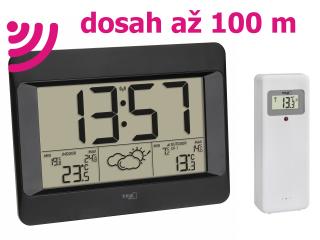 TFA 35.1163.01 | DCF hodiny ZENO s bezdrátovým čidlem teploty a předpovědí počasí| dosah až 100 m | černá barva