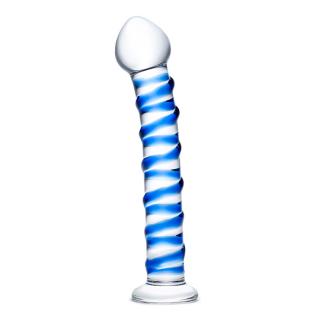 Skleněné dildo - Blue Spiral