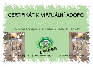 CERTIFIKÁT K ADOPCI  HENA  certif: 1500,- Kč