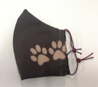 textilní rouška s kapsou na filtr psí tlapky