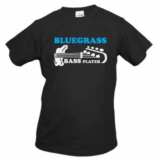 BLUEGRASS BASS PLAYER (černé, bílý a modrý potisk) pánské velikost L (Pánské tričko s potiskem)