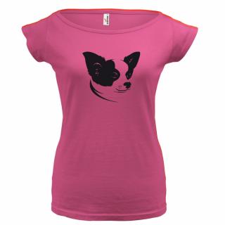 ČIVAVA (růžové, černý potisk) dámské velikost M (Dámské tričko s potiskem)