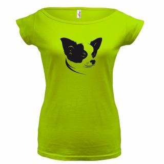 ČIVAVA (zelené, černý potisk) dámské velikost L (Dámské tričko s potiskem)
