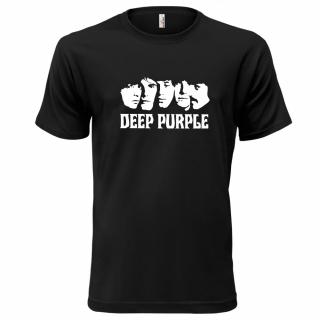 DEEP PURPLE 1 (černé, bílý potisk) pánské velikost S (Pánské tričko s potiskem)