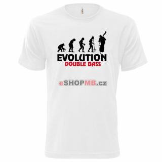 EVOLUCE – DOUBLEBASS (bílé, černý a červený potisk) pánské velikost L (Pánské tričko s potiskem)