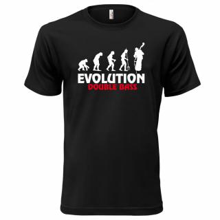 EVOLUCE – DOUBLEBASS (černé, bílý a červený potisk) pánské velikost S (Pánské tričko s potiskem)