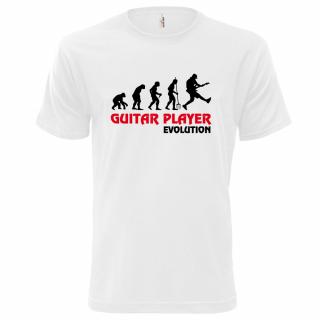 EVOLUCE - EVOLUTION GUITAR  (bílé, černý a červený potisk) pánské velikost XL (Pánské tričko s potiskem)