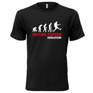 EVOLUCE - EVOLUTION GUITAR  (černé, bílý a červený potisk) pánské velikost M (Pánské tričko s potiskem)