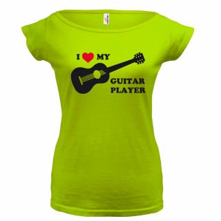 I LOVE GUITAR PLAYER (zelené, černý potisk) dámské velikost L (Dámské tričko s potiskem)