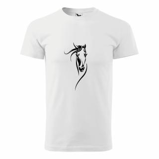 KŮŇ 1 (bílé, černý potisk) pánské velikost L (Pánské tričko s potiskem)