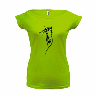 KŮŇ 1 (zelené, černý potisk) dámské velikost L (Dámské tričko s potiskem)