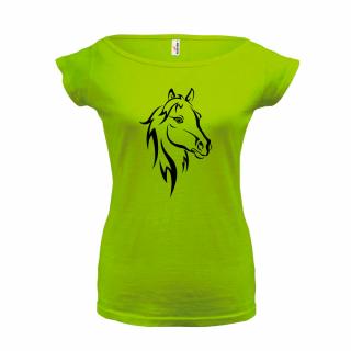 KŮŇ 3 (zelené, černý potisk) dámské velikost M (Dámské tričko s potiskem)