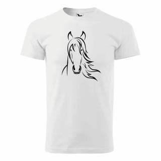 KŮŇ 4 (bílé, černý potisk) pánské velikost XXL (Pánské tričko s potiskem)