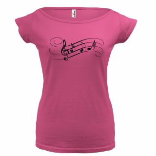 NOTY (růžové, černý potisk) dámské velikost L (Dámské tričko s potiskem)