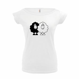 OVCE (bílé, černý potisk) dámské velikost L (Dámské tričko s potiskem)